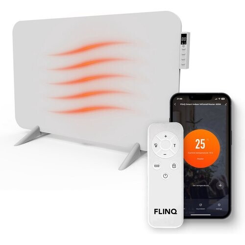 Tweedekans FlinQ Slimme Verwarmingspaneel - Infrarood - 450 W - 12 m² - Incl. Thermostaat - 45 x 72,5 x 2,8 cm. -Wit Tweedehands
