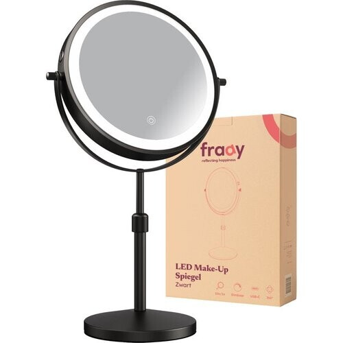 Tweedekans Fraay® Make Up Spiegel met LED Verlichting - 10x Vergroting - Vergrootspiegel met Licht - Oplaadbaar - Scheerspiegel - Badkamerspiegel - Zwart Tweedehands