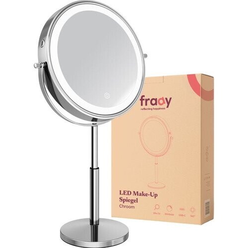 Tweedekans Fraay® XL Make Up Spiegel met LED Verlichting - 10x Vergroting - Vergrootspiegel met Licht - Oplaadbaar - Scheerspiegel - Badkamerspiegel - Chroom Tweedehands
