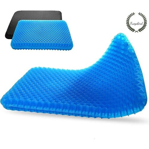 Tweedekans Fuegobird Gelkussen - Ergonomisch kussen - Zitkussen orthopedisch - Dubbellaagse honingraatstructuur - Met Kussenhoes - Blauw Tweedehands