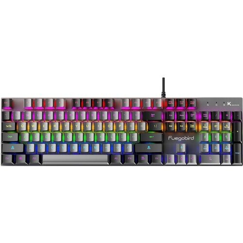 Tweedekans Fuegobird K1 Mechanisch Gaming Toetsenbord - 104keys - Rode Switch - Qwerty - Mechanical Keyboard - Grijs/Zwart Tweedehands