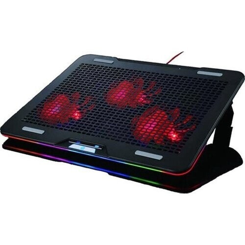Tweedekans Fuegobird Laptop Cooler - Laptophouder en koeler - 3 ventilatoren - Verstelbaar - RGB - Max 17 inch - Zwart Tweedehands