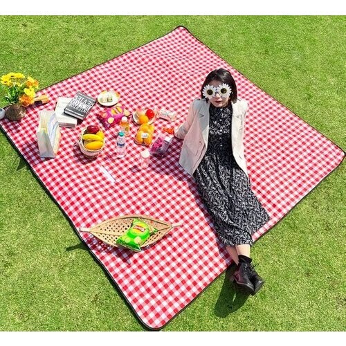 Tweedekans Fuegobird- Picknickdeken-200 x 200 cm-Stranddeken- Opvouwbare campingdeken- Waterdicht- Zanddichte picknickmat- Draagbare tuin-strandmat- Machinewasbaar- voor kamperen- Tuin- Park- Strand-geschikt voor kinderen's kruipdeken (rood) Tweedehands
