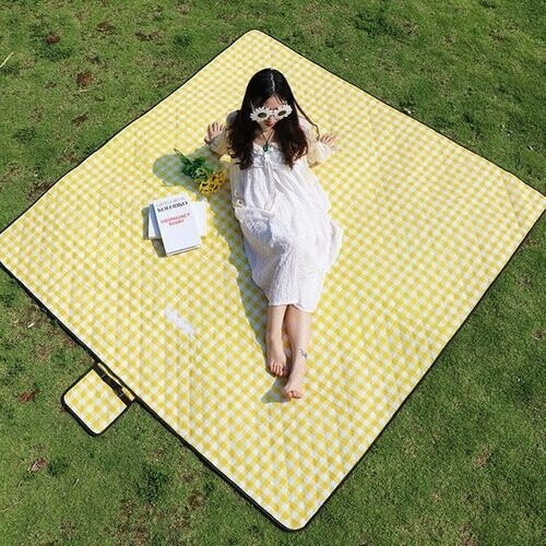 Tweedekans Fuegobird- Picknickdeken-200 x 200 cm-Stranddeken- Opvouwbare campingdeken- Waterdicht- Zanddichte picknickmat- Draagbare tuin-strandmat- Machinewasbaar- voor kamperen- Tuin- Park- Strand-geschikt voor kinderen's kruipdeken (geel) Tweedehands