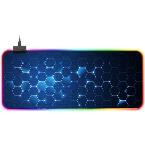 Tweedekans Fuegobird RGB Gaming Muismat XXL (80x30) | LED Verlichting Muismat | Anti-Slip | Waterproof | Extra Breed en Lang | Honingraat Tweedehands