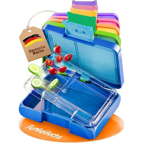 Tweedekans Funkelfuchs® - Lunchbox kinderen met vakjes - 500ml, blauw - Lunchbox ster, klein - Snackbox, snackbox, broodtrommel, maaltijdbox, bentobox kinderen - voor school, kleuterschool en kinderdagverblijf Tweedehands