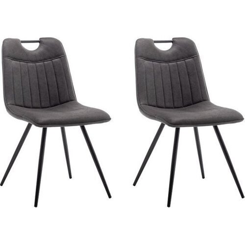Tweedekans Furnihaus Eetkamerstoel Leon Microvezel Antraciet Set van 2 Tweedehands