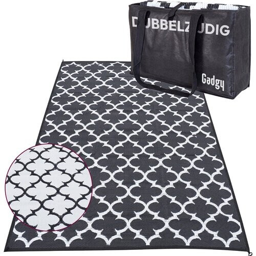 Tweedekans Gadgy Picknickkleed XL - Omkeerbaar - Incl. Draagtas - 230x160 cm - Wit/Zwart Tweedehands