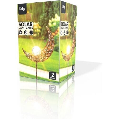 Tweedekans Gadgy Solar Maan Lamp met grondspies - Set van 2 st. - LED met Sensor - 88 cm hoog - Brons - Metaal Tweedehands