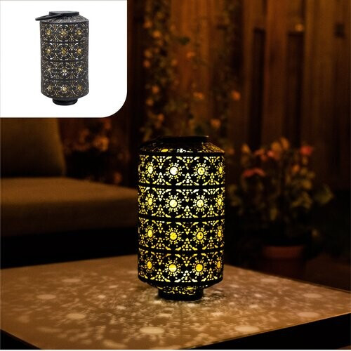 Tweedekans Gadgy Solar Tuinverlichting Tafellamp Maya XL - Tuin Buitenlamp Terras & Balkon - Tuinverlichting op Zonneenergie – Tuinlamp Zonne Energie - Solar Lamp Led Buiten - Lantaarn Windlicht Ophangen - Tuinlampjes - Brons / Goud Tweedehands