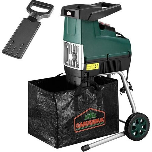 Tweedekans Gardebruk – Stille Hakselaar Versnipperaar – 3100 W – Voorzien Van Stalen Roller En 2 Opvangzakken Van 60 Liter En Omkeerfunctie – Voor Takken Tot 44 mm – Zwart En Groen Metaal En Kunststof Tweedehands