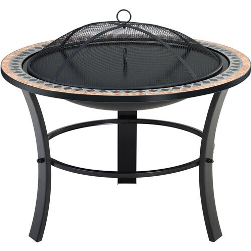 Tweedekans Gardebruk Vuurschaal Mozaïek Sevilla – Incl. Vuurrooster & Pook - Zwart Tweedehands