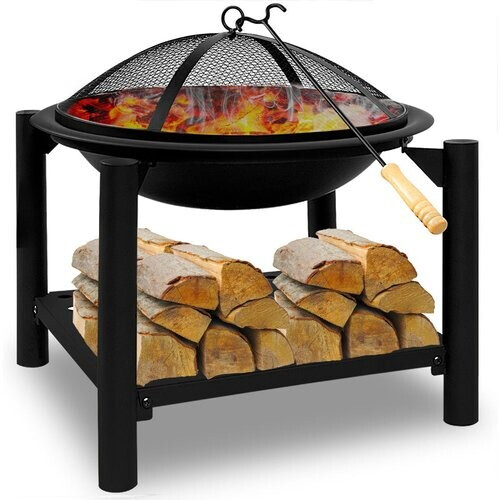 Tweedekans Gardebruk Vuurschaal - Ø55cm Pook Vonkrooster Deksel – Zwart