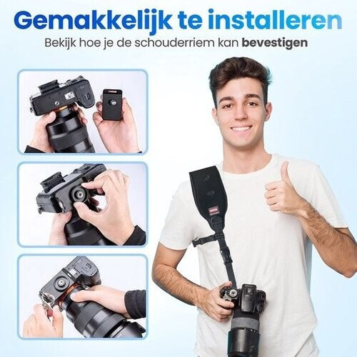 Tweedekans Garpex® Verstelbare Camera Strap - Schouderriem voor Digitale en Spiegelreflex Camera - Camera Schouderband - Comfortabel en Duurzaam Tweedehands