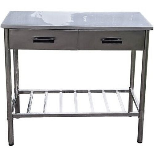 Tweedekans Garten Bijzettafel BBQ Barbecue - Roest Vrij Staal - Verstelbaar - 2 Laden - 100x50.5x87cm Tweedehands