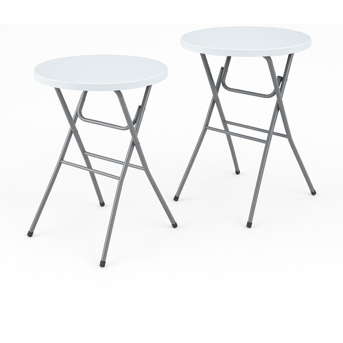 Tweedekans Garten Statafel – Set van 2 – Opklapbaar - stevig - Weersbestendig – Ø80 x 110 cm – Wit Tweedehands