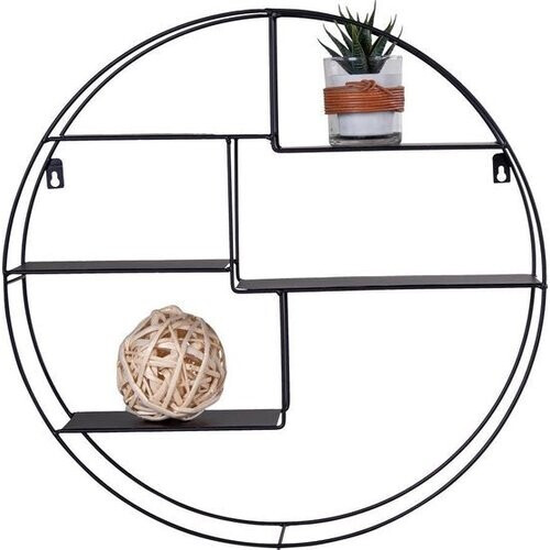 Tweedekans Genk Wandplank Rond - Zwart Staal - Ø47 cm - Diepte 10 cm - Moderne Design Wandplank Tweedehands