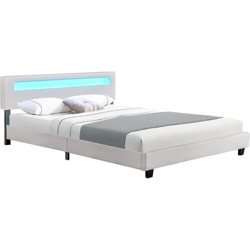 Tweedekans Gestoffeerd Bed Paris - 180 x 200 cm - Wit - LED Verlichting Tweedehands