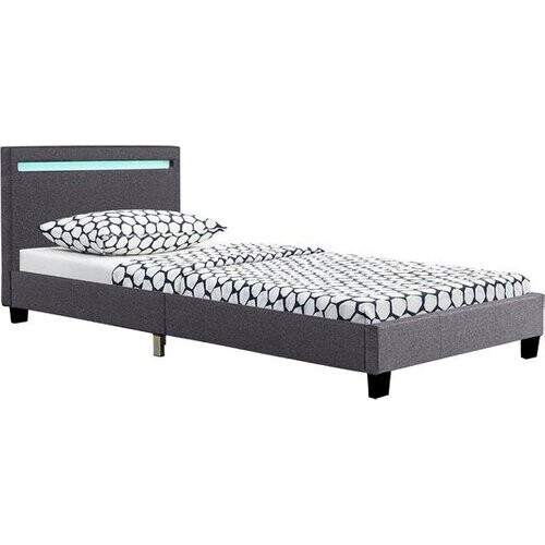 Tweedekans Gestoffeerd Bed Verona - 90 x 200 cm - Grijs - LED Verlichting Tweedehands