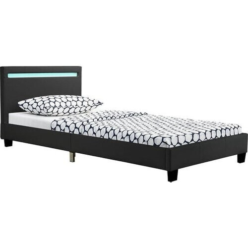 Tweedekans Gestoffeerd Bed Verona - 90 x 200 cm - Zwart - LED Verlichting Tweedehands