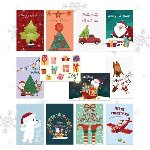 Tweedekans Giftmas Kerstkaarten - Wenskaarten - 36 Stuks - Met Enveloppen en Stickers - 10x15cm Tweedehands