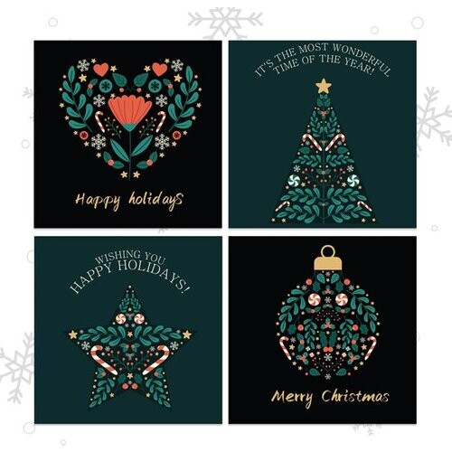 Tweedekans Giftmas Kerstkaarten - Wenskaarten - 52 Stuks - Met Enveloppen en Stickers - 10x10cm Tweedehands