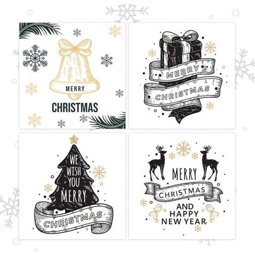Tweedekans Giftmas Kerstkaarten - Wenskaarten - 52 Stuks - Met Enveloppen en Stickers - 10x10cm Tweedehands