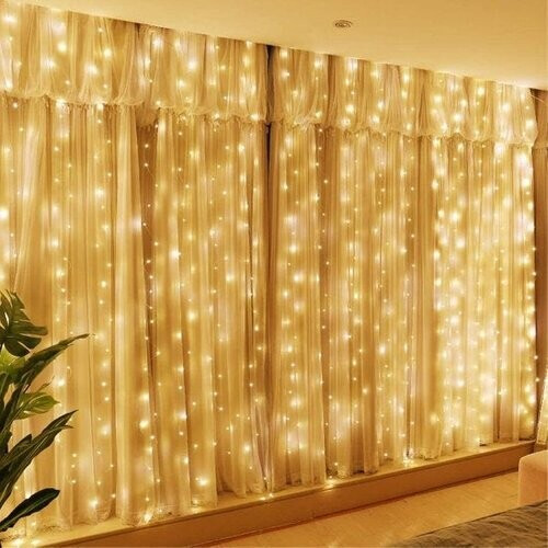 Tweedekans Giftmas LED Lichtgordijn – Kerstverlichting voor Buiten & Binnen – Inclusief Afstandsbediening - 300 LED's – 3x3m Tweedehands