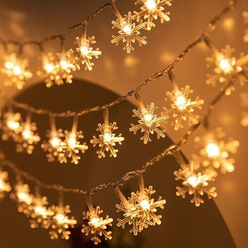 Tweedekans Giftmas LED Lichtgordijn Sneeuwvlokken – Kerstverlichting voor Binnen - Kerstlampjes Op Batterij – Lichtslinger Kerst - 50 LED's – 6m - Kerstversiering - Kerst Lampjes Slinger - Kerstdecoratie Tweedehands
