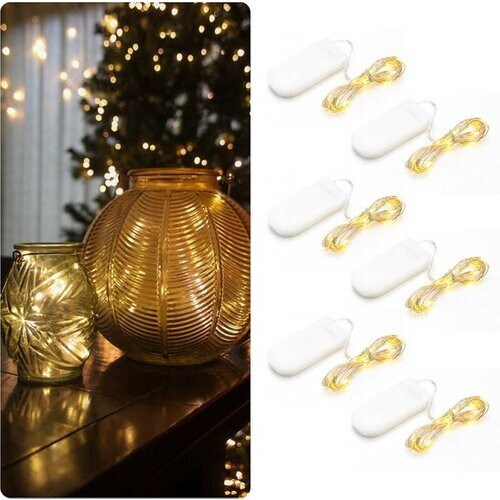 Tweedekans Giftmas Lichtsnoeren - 6x2M LED Verlichting - Lampjes - Warm Wit – 72 uur brandtijd – Kerstversiering voor Binnen en Buiten - Kerstverlichting Tweedehands
