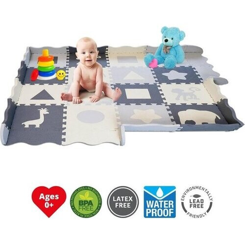 Tweedekans GIZMO Baby & Peuter Speelmat XL – Zacht EVA Foam Speelkleed met Opstaande Rand – Veilig en Comfortabel – 150x150x1.5 cm Tweedehands