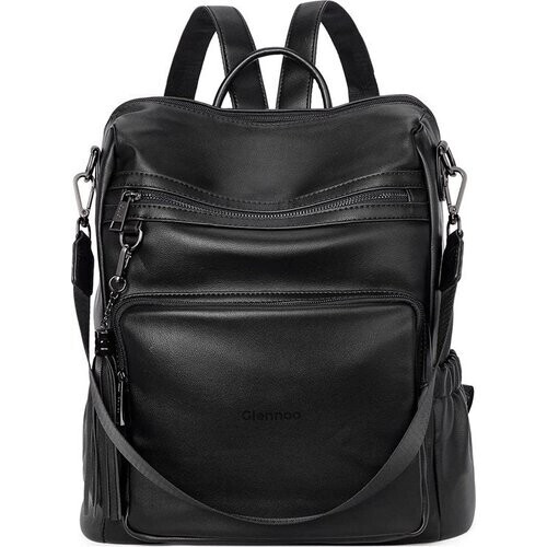 Tweedekans Glennoo rugzak - Rugtas dames - Waterdicht - Klein - Anti-diefstal Vakje - Rug-, Schouder-, Handtas in één - zacht PU-leer - Zwart Tweedehands