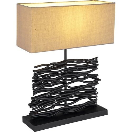 Tweedekans Globo - tafellamp - Jamie - zwart - hout - schemerlamp - E27 - 21648B Tweedehands