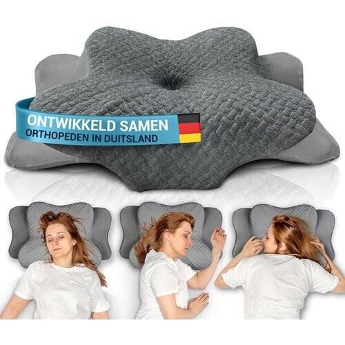 Tweedekans Glückstoff Orthopedisch Kussen Nekklachten met Memory Foam - Hypoallergeen, Ergonomisch Kussen, Voor Nek- en Rugpijn, Geschikt voor Alle Slapen, Inclusief Jute Tas Tweedehands