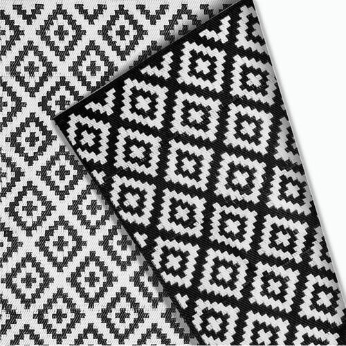 Tweedekans Goliving Buitenkleed Summer Diamond - 183x290CM - Tuintapijt - Buitentapijt - Vloerkleed - Tuinkleed - Omkeerbaar - Incl. Draagtas - Zwart/Wit Tweedehands