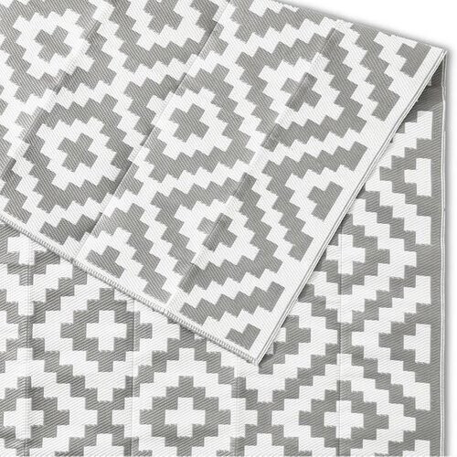 Tweedekans Goliving Buitenkleed Summer Diamond – Tuintapijt – Buitentapijt – Vloerkleed – Tuinkleed – Omkeerbaar – Incl. Draagtas – 183 x 290 cm – Grijs/Wit Tweedehands