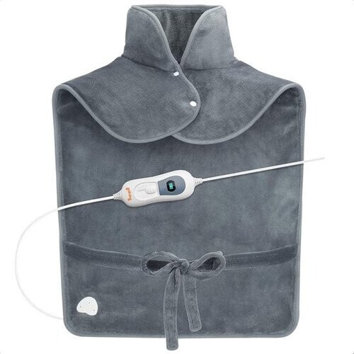 Tweedekans Goliving Elektrische Deken Voor Rug en Nek – Elektrische Warmtedeken – 3 Warmtestanden – Timerfunctie – Machinewasbaar – 100 Watt – 90 x 60 cm – Grijs Tweedehands