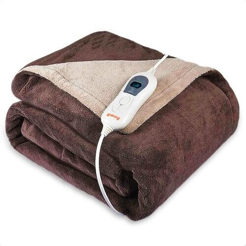 Tweedekans Goliving Elektrische Fleece Plaid - Warmtedeken - Verwarmende Fleecedeken - Elektrische Deken - 3 Warmtestanden - Machinewasbaar - 120 Watt - 2.5 Meter Snoer - Sherpa Flanel - 160 x 120 cm - Bruin Tweedehands