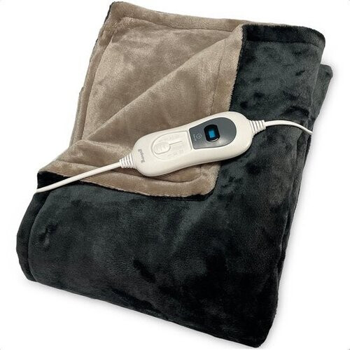 Tweedekans Goliving Elektrische Fleece Plaid - Warmtedeken - Verwarmende Fleecedeken - Elektrische Deken - 3 Warmtestanden - Machinewasbaar - 120 Watt - 2.5 Meter Snoer - Sherpa Flanel - 160 x 120 cm - Donkergrijs Tweedehands