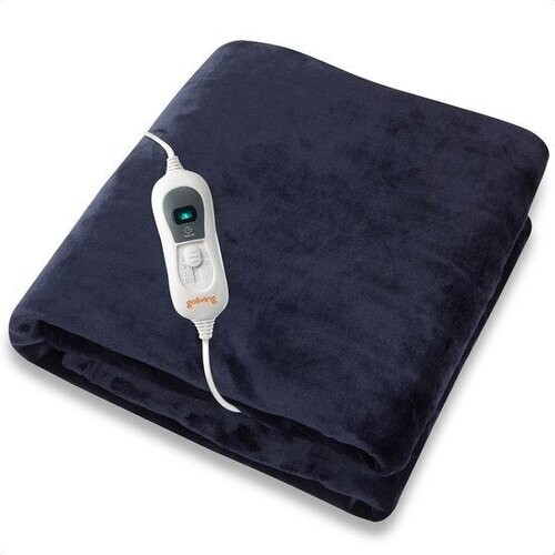 Tweedekans Goliving Elektrische Fleece Plaid - Warmtedeken - Verwarmende Fleecedeken - Elektrische Deken - 3 Warmtestanden - Machinewasbaar - 120 Watt - 2.5 Meter Snoer - Sherpa Flanel - 160 x 120 cm - Blauw Tweedehands