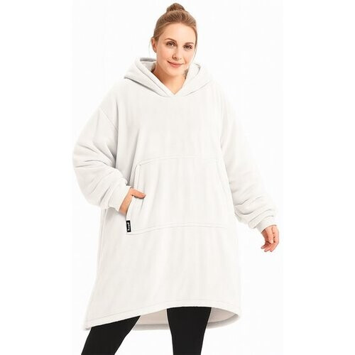 Tweedekans Goliving Fleece Deken - Hoodie - Mouwen - Wit - Maat one size fits all Tweedehands