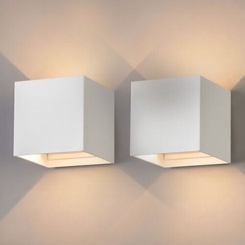 Tweedekans Goliving lamp – 2 stuks – Wandlamp Binnen en Buiten – Kubuslamp industrieel – Buitenlamp - Waterdichte LED-verlichting - Energiezuinig en roestvrij - 10x10x10 cm - Wit Tweedehands
