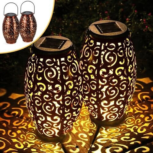 Tweedekans Goliving Solar Tafellamp Zen – Buitenlamp – 2 Stuks – Buiten Lantaarn – Tuinverlichting op Zonne-energie – LED Buitenverlichting – Hanglamp – 21,5 cm – Metaal – Brons Tweedehands