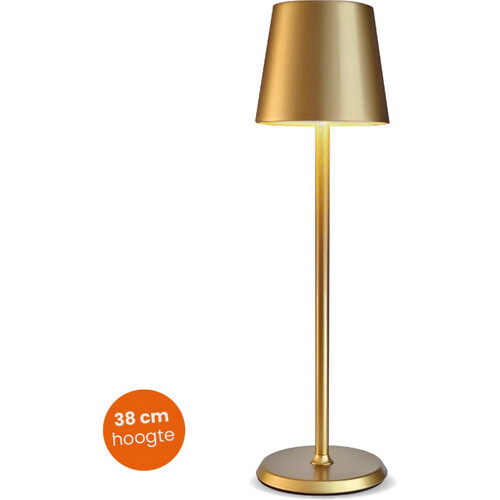 Tweedekans Goliving Tafellamp Oplaadbaar – Draadloos en dimbaar – Moderne touch lamp – Nachtlamp Slaapkamer – 38 cm – Goud Tweedehands