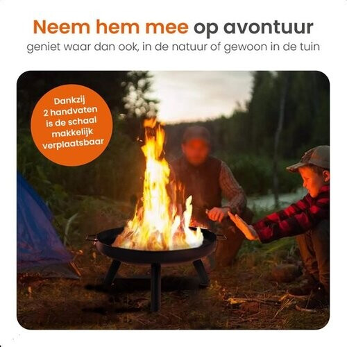 Tweedekans Goliving Vuurschaal Voor Buiten - Vuurkorf - Tuinhaard - Sfeerhaard - Terrasverwarmer - Staal - Ø 60cm Tweedehands