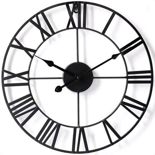 Tweedekans Goliving Wandklok Industrieel – Stil uurwerk – Grote wandklok – Moderne wandklok - Metaal – Ø 40cm – Zwart Tweedehands