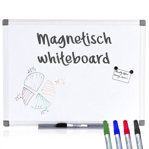 Tweedekans Goliving Whiteboard met Stiften - 60 x 90 cm - Magnetisch bord - Weekplanner - Schoolbord - Emaille Magneetbord Tweedehands