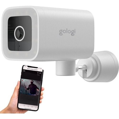 Tweedekans Gologi Premium Outdoorcamera - Buitencamera met Nachtzicht - Beveiligingscamera - Security Camera - 4MP - IP Camera - Geluid en Bewegingsdetectie - Met Kabel - Met Wifi en App - Wit Tweedehands