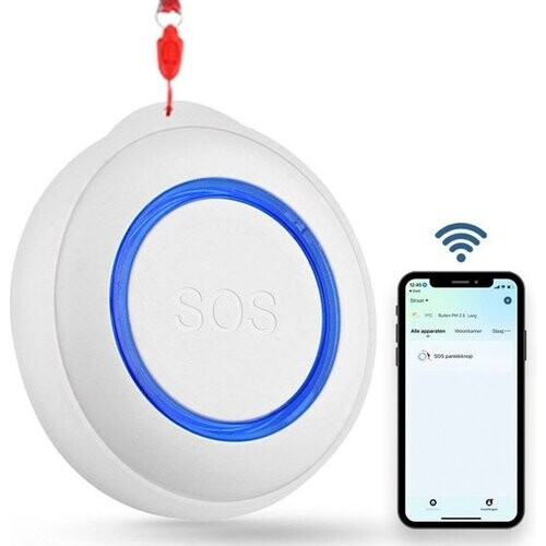Tweedekans Gologi Slim persoonlijk alarm - Paniekknop - Senioren alarm - Draadloze alarmknop - Noodknop - Ouderen - WIFI - Melding op afstand via app Tweedehands