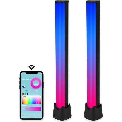 Tweedekans Gologi Slimme Sfeerverlichting – Set van 2 – Tafellamp – Monitor Verlichting – Bureaulamp – Game Lamp – LED Bar – Ambilight TV – Aluminium – 30 cm – Zwart Tweedehands